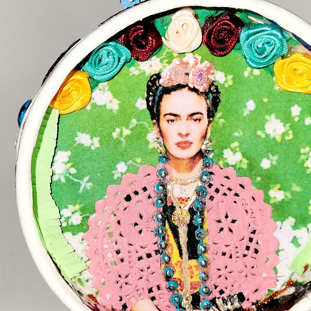 Frida Kahlo Handmade Artisan Upcycle Art for Nicho, Wall, or Shelf, New Original